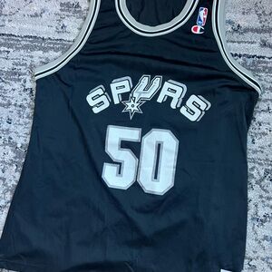 Vintage Champion David Robinson Black Spurs Basketball Jersey